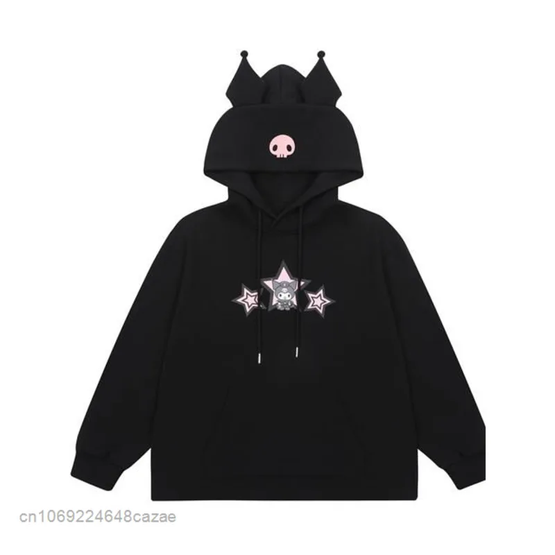 Sanrio Kuromi Little Devil Hoodie Girls Printed Student 2022 New Autumn Thin Harajuku Style Tops Korean Casual Clothes For Women