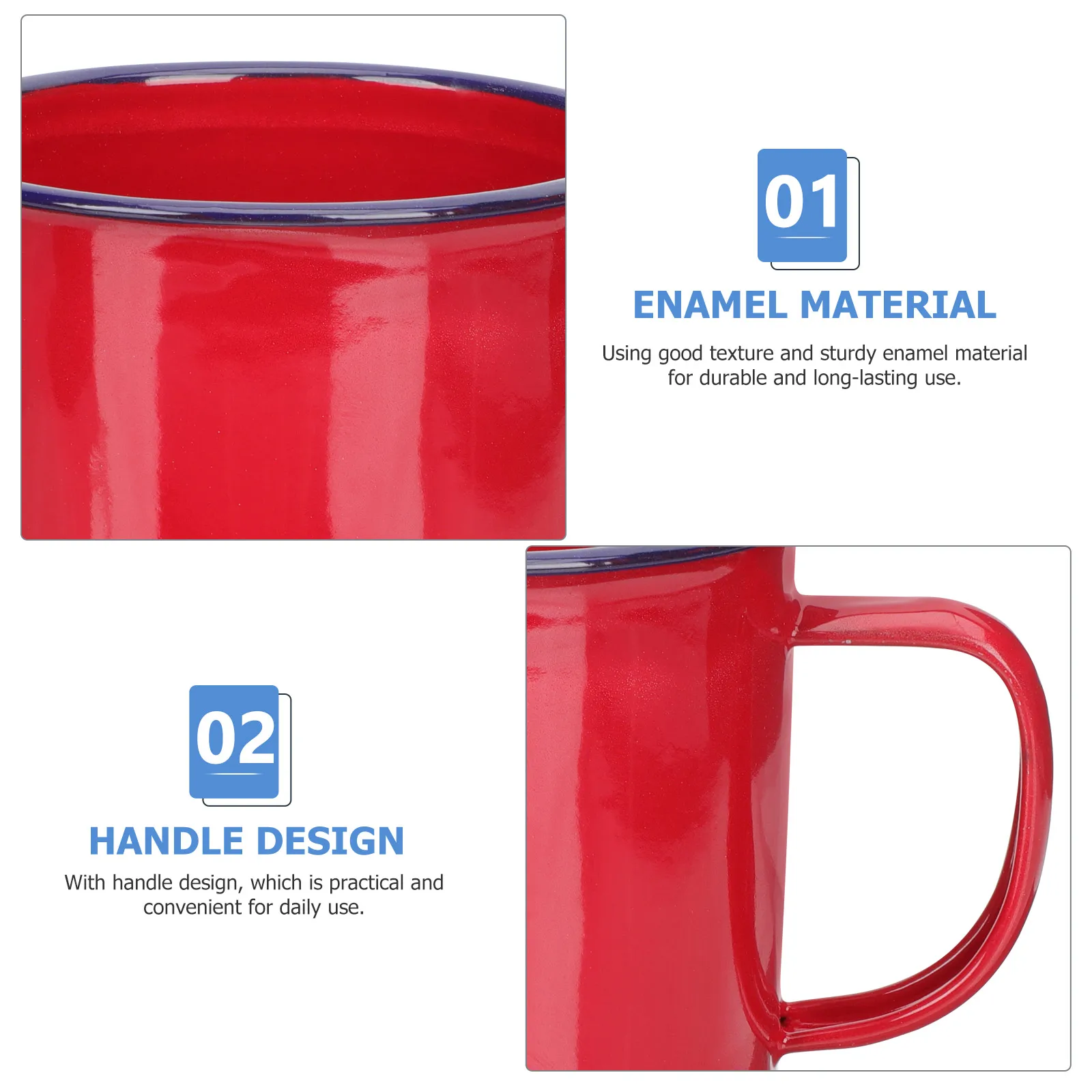 

2pcs Enamel Tea Mug Retro Vintage Style Coffee Cup Creative Office Household Drinking Mug With Handle For Holiday Gift