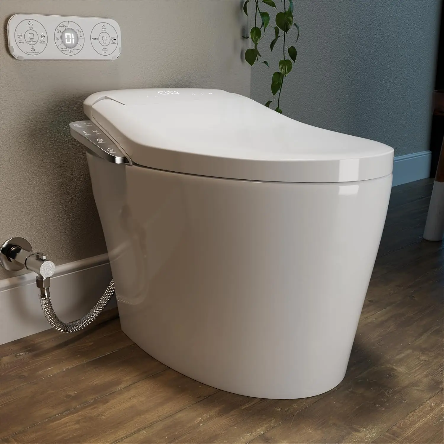 Smart Toilet with Fully Functions,Microwave and Infrared Dual Touch-Free mode for Lid Opening and Closing