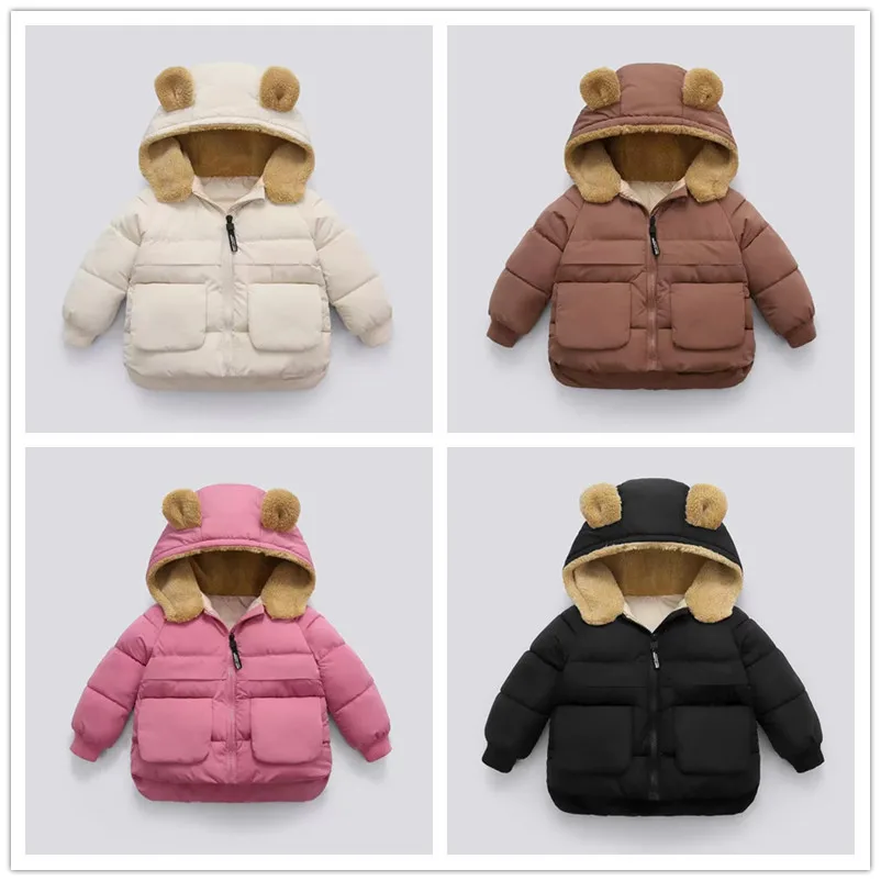 

2024 new Autumn and winter new cartoon children's down quilted jacket Girls' quilted boy baby plus fleece coat for 2-7 years old