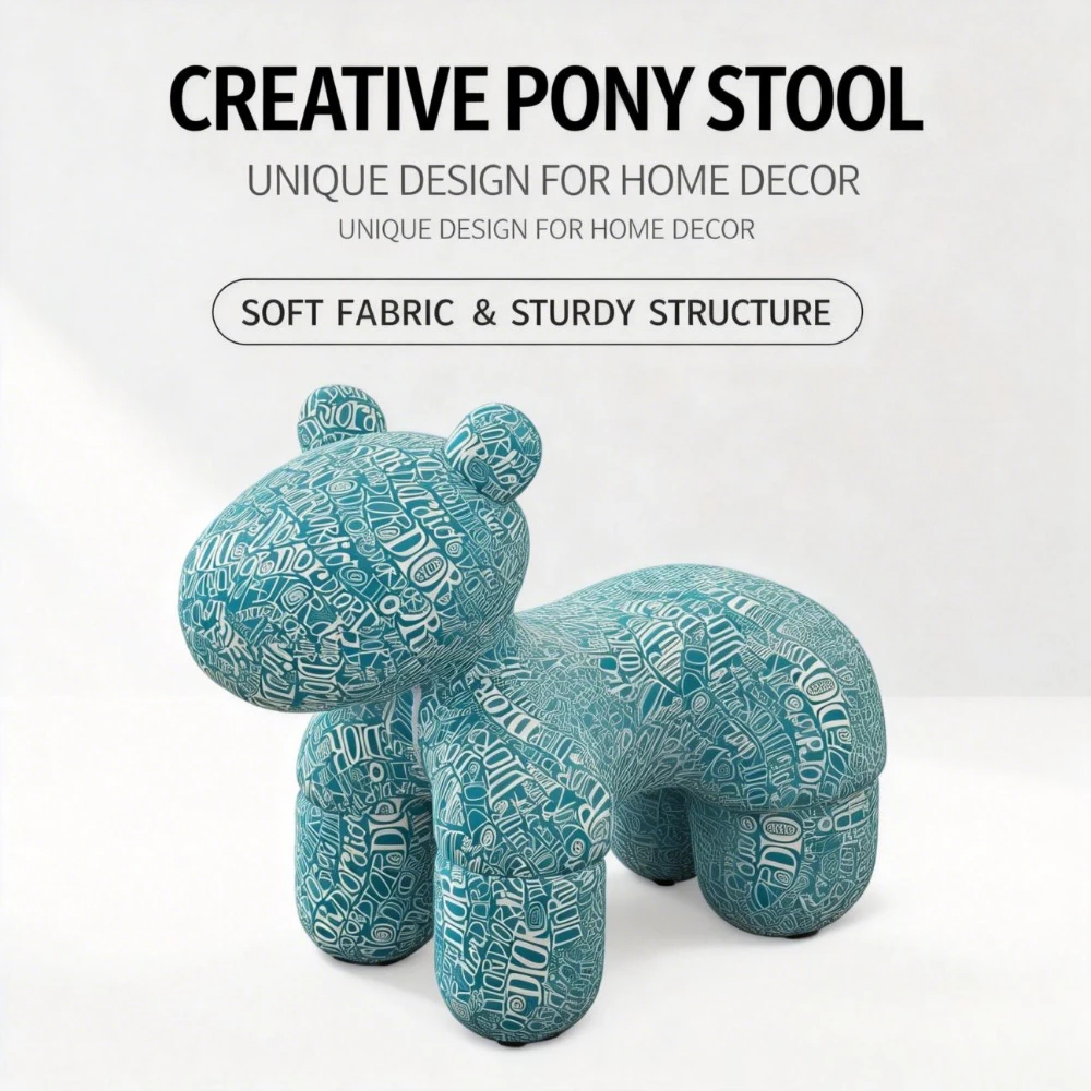 Taburete Creativo con Forma de Pony, Silla con Forma de Animal, Otomana de Peluche para Niños, Asiento Moderno para Decoración del Hogar, Muebles para Dormitorio y Sala de Estar
