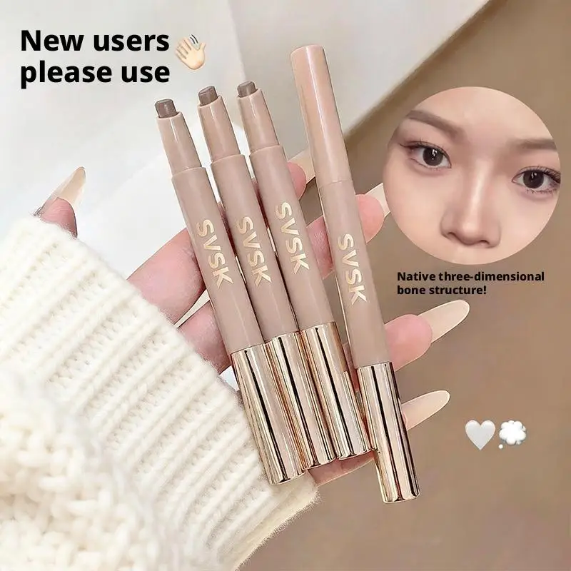 Doppelseitiger Konturenstift mit Pinsel, Nasen-Schattierungscreme-Stift, Gesichtskonturierung und Schattierung Make-up – Detail 6