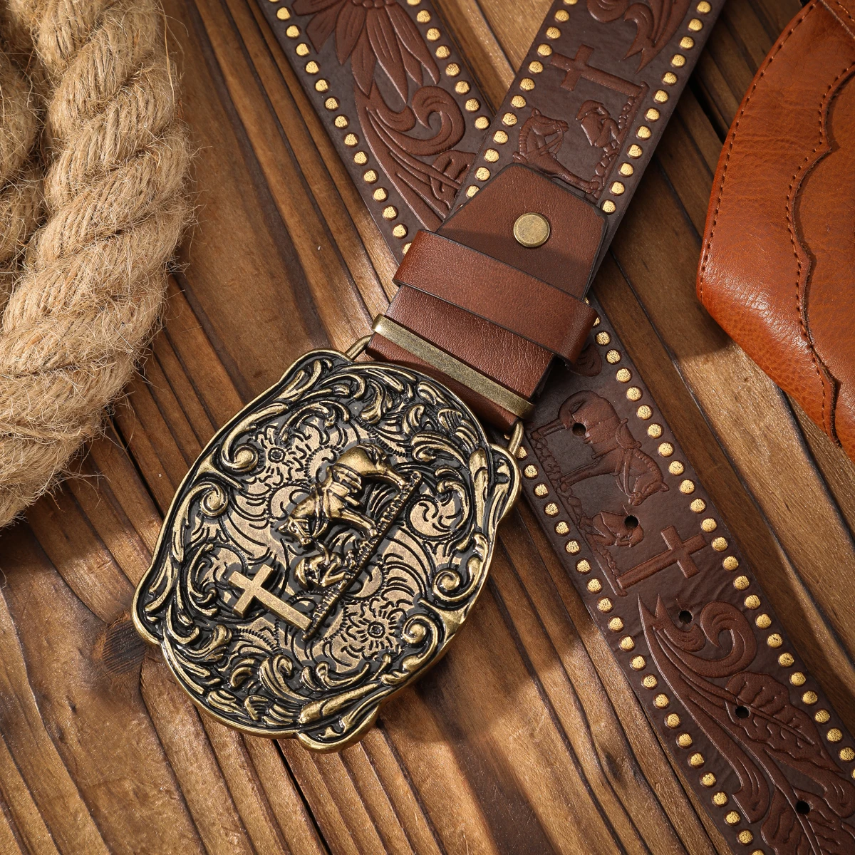 1pc PU Belt Suitable for Both Men and Women, Combining the Style of Western Denim and Retro, Is Perfect for Daily Casual Outings