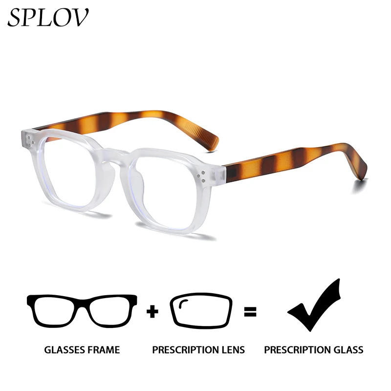 

SPLOV Women's Prescription Glasses Retro Rivet Frame Men's Optical Lens Formula Myopia/hyperopia/progressive/anti Blue Light