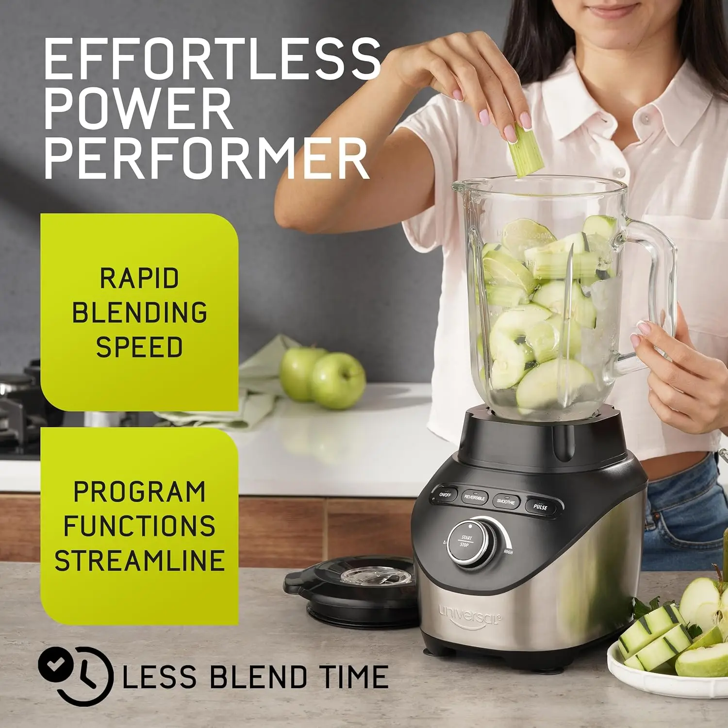 خلاط 1500 بيك وات توربو إيليت ماكس، 71 أونصة - إبريق زجاجي سعة 9 كوب / 2.1 لتر، 3 إعدادات للسرعة مع 6 فولاذ مقاوم للصدأ قوي