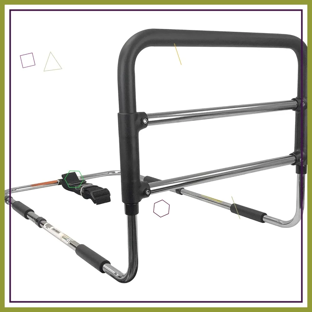 Adjustable Bed Safety Rail with Strap for Adults & Seniors, Fits Any Mattress Width for Stability and Fall Prevention