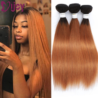 Straight Human Hair Bundles 8-26Inch Ombre Brown Red Brazilian Hair Weave Bundles Remy Human Hair Extensions IJOY