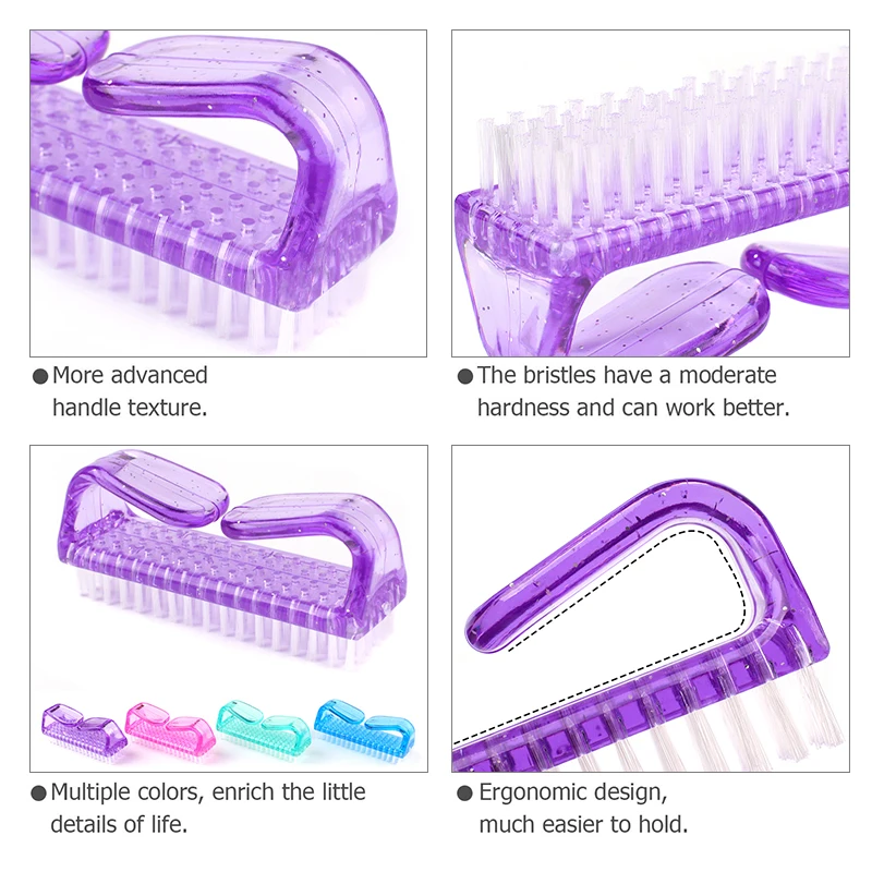 1/2/4 Pcs Transparent Plastic Manicure Dust Remover Brush Thick Multifunctional Nail Art Scrub Brushes Nail Residue Dirt Cleaner
