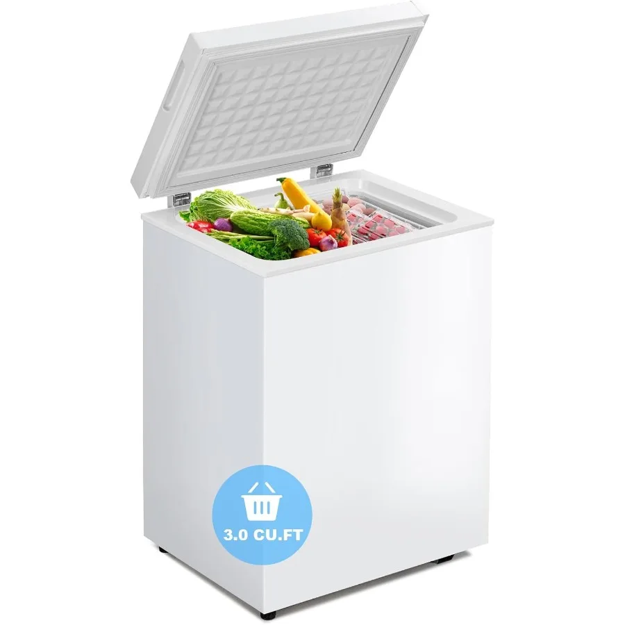 فريزر عميق مدمج بطول 2.8 قدم مكعب مع سلة قابلة للإزالة لمرآب الشقة المنزلية وتخزين النوم كفاءة في استخدام الطاقة وهادئة-