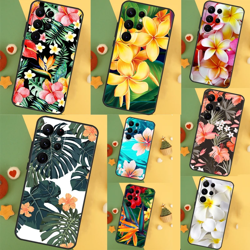 Tropical Paradise Hawaiian Flower Case For Samsung Galaxy S24 S23 S22 Ultra S21 S20 FE Note 20 Note 10 S8 S9 S10 Plus Cover