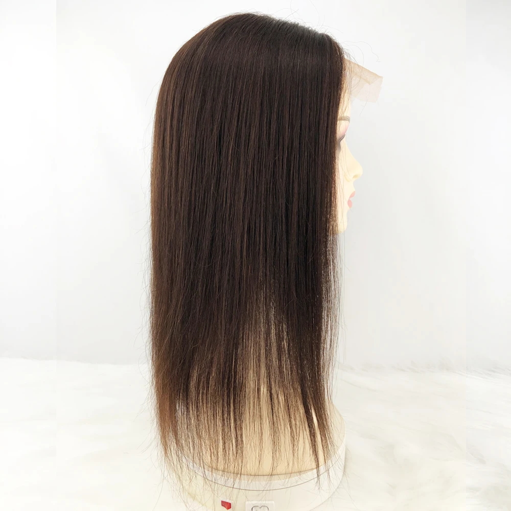 Donkerbruine Zijden Top Echt haar Vetersluiting 5x5 Zijdebasis Recht Echt haar Natuurlijke kleursluitingen Pre-geplukte haarlijn # 4