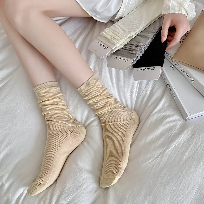 Korean Fashion Women Socks Summer Thin Mesh Breathable Harajuku Crew Socks JK Japanese Style Solid Color Girls Loose Long Socks image 4