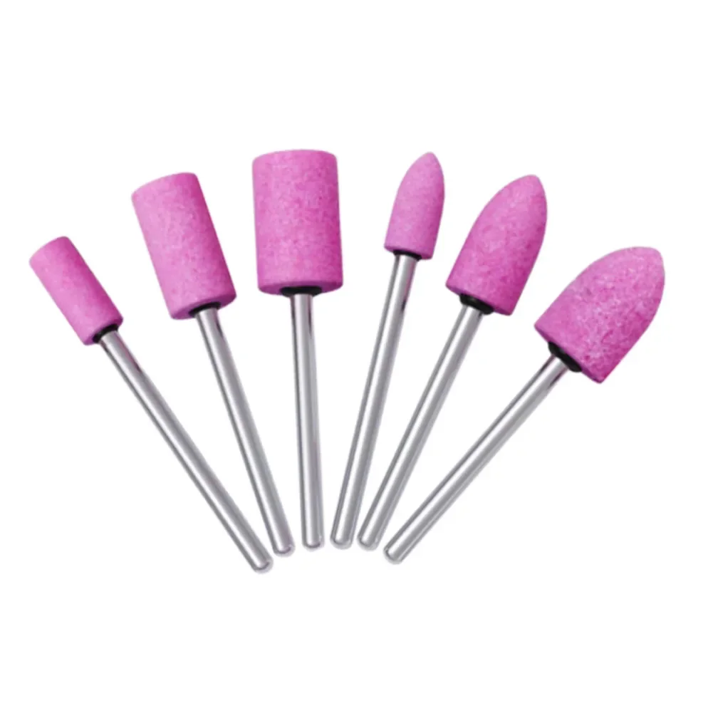 6 pezzi punta da trapano per unghie utensile rotante elettrico punte da trapano per nail art rettifica lucidatura testa gambo fresa rotativa punte per unghie