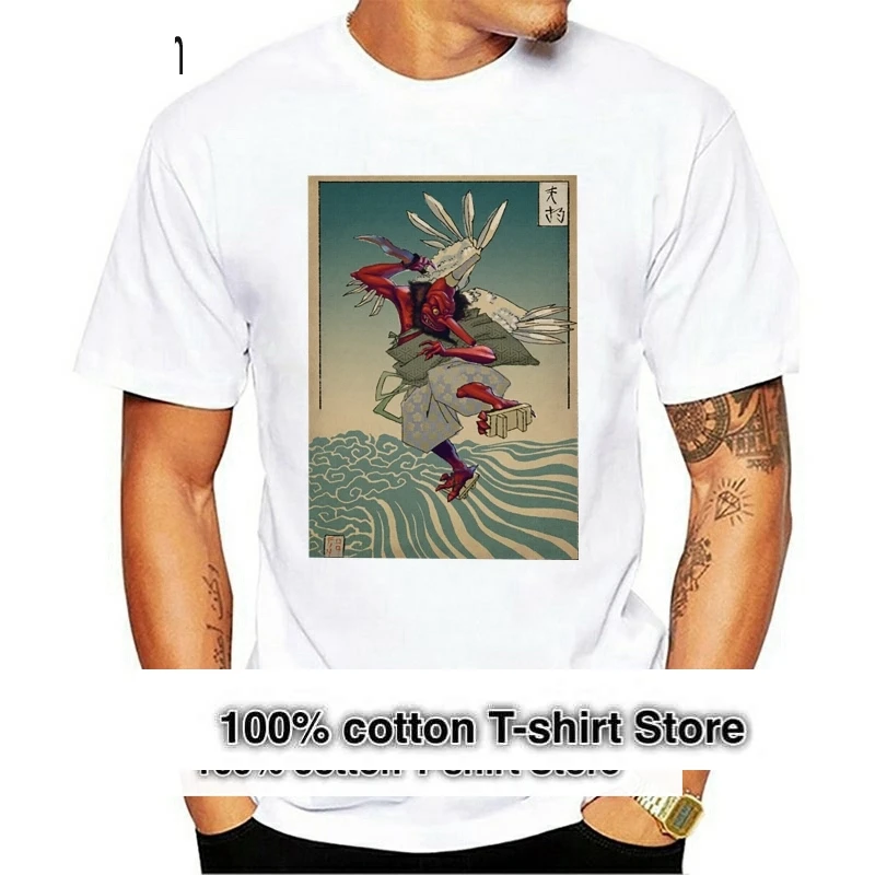 Mens T-Shirt Tengu Printing Tops T Shirt Japan Style TShirt  Cotton Crewneck Clothes Ctomized Summer Tees Wholesale