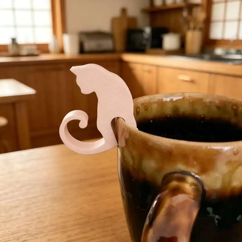 Cute Cat Shaped Tea Bag Holder Mug Side Clip Tea Bag Rest Kitchen Coffee Cup Accessory Decorative Kitten Tea Infuser Hook