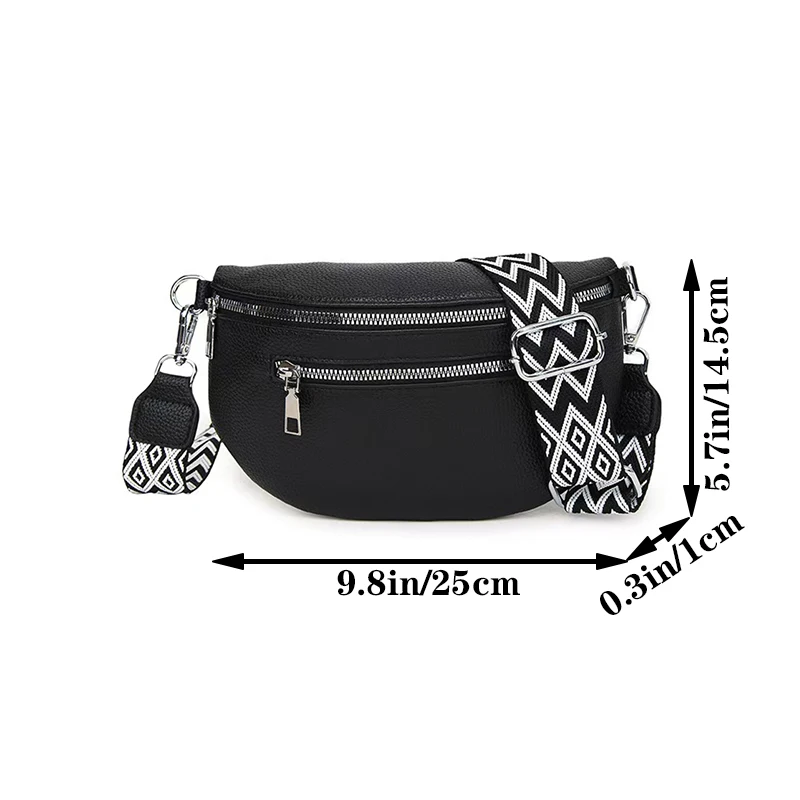 Schlanke, schwarze Gürteltasche aus Kunstleder mit verstellbarem Riemenmuster, leicht, ideal für den täglichen Arbeitsweg, lässig, stilvoll, funktionale Tasche. – Detail 6