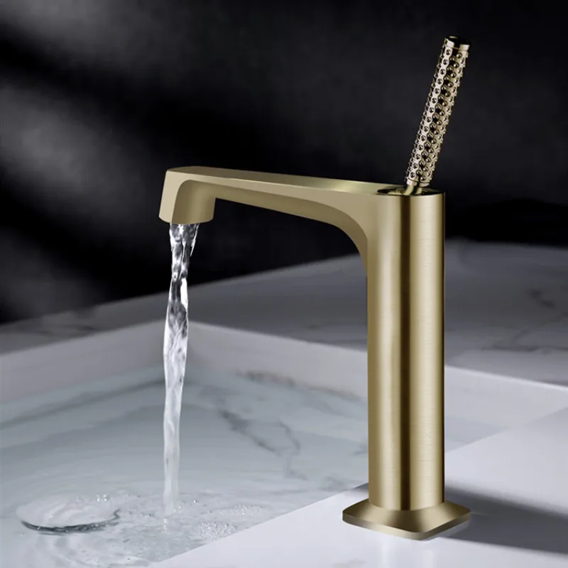 

Basin Faucet Bathroom Single Lever Hot and Cold Copper Brush Gold Single Handle High Quality Sink Mixer