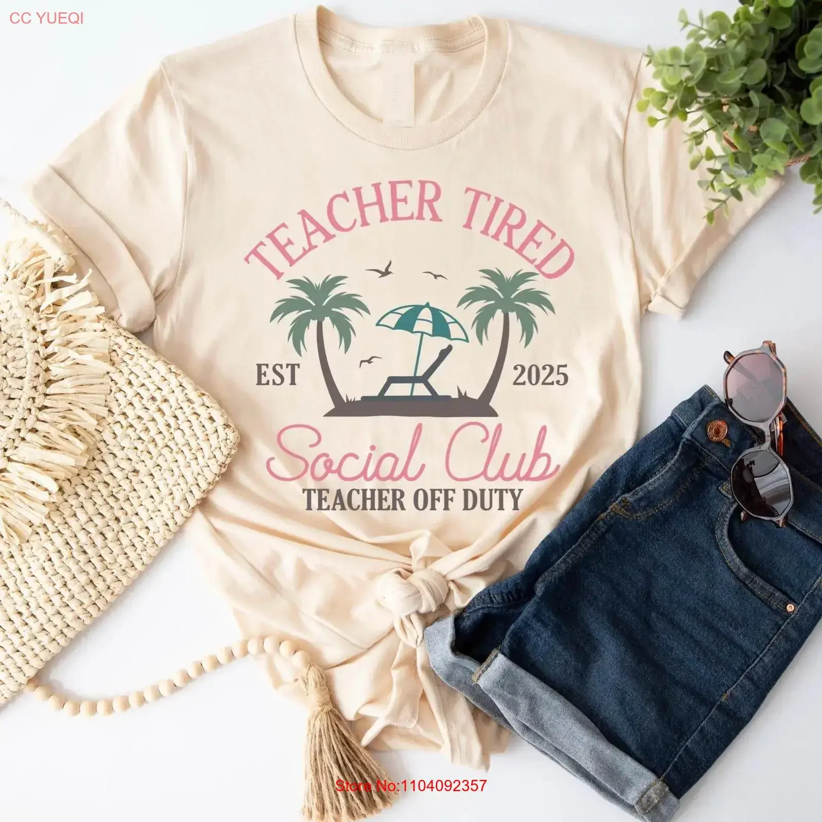 Social Club Teacher Tired End of Year T Shirt Summer Break Off Duty vintage Washed designer clothes fashion Breathable Casual