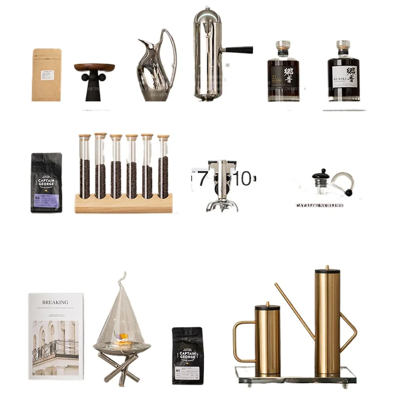 

Modern light luxury model room, kitchen coffee-themed ornaments, water bar reception hall decorations