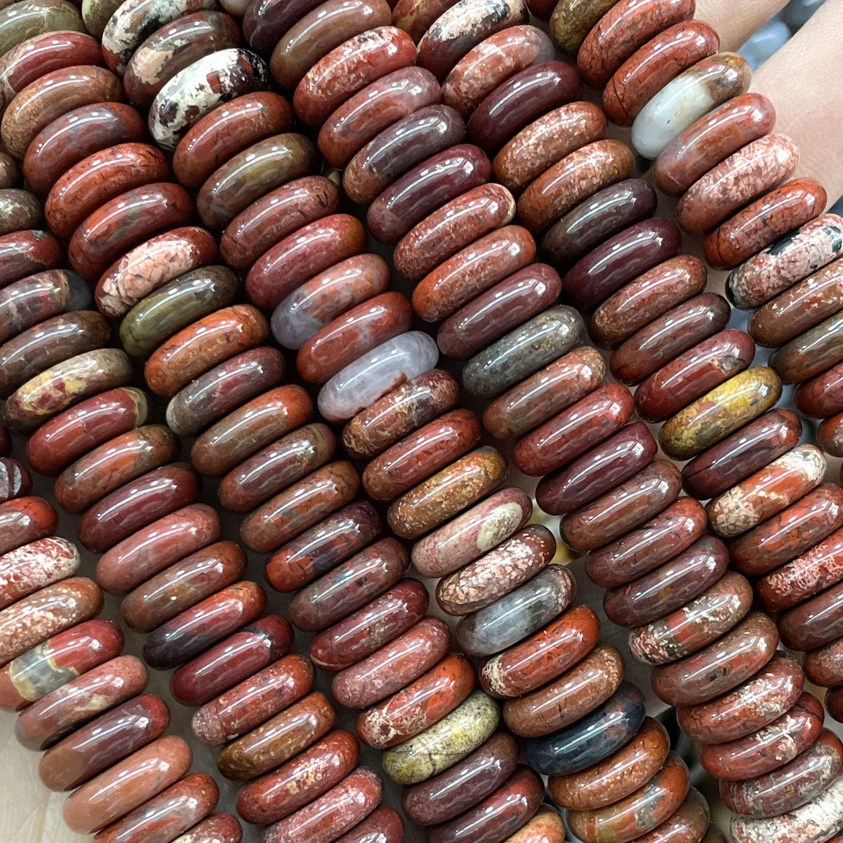 Naturstein-Rondelle, 7 Chakra-Quarz, Jaspis, Achate, Türkise, flache, runde Abstandsperlen für die Schmuckherstellung, DIY-Armband, Halskette – Detail 16