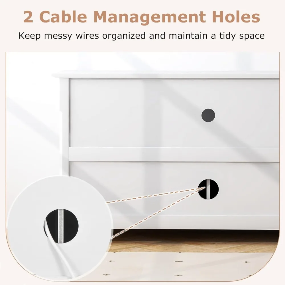 حامل تلفزيون مع مخرج طاقة لأجهزة التلفاز حتى 50 بوصة، مركز ترفيه مع خزانة ببابين، رف تخزين، فتحتان كابلات، مودر