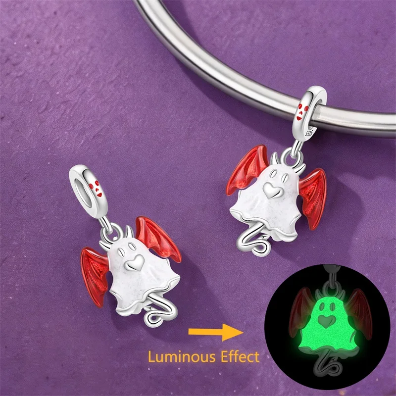 Halloween Charm Beads Ghost Pumpkin Skull Spider Witch Dangle Charms Fits 3mm Bracelet Holiday DIY Pendant Bead Women Jewelry
