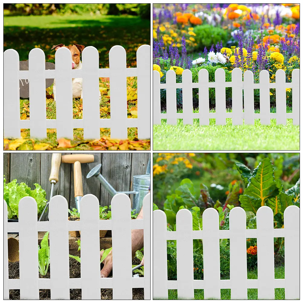 

2 Wood Grain Fences 50x30 PVC Decorative Garden Fence Panels Base Flowerbed Edging Terrace Yard DIY Safe Durable Smooth