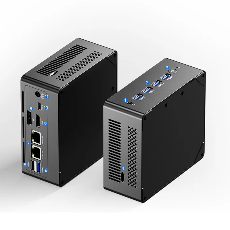 New 12th Gen  N100 Quad Core Mini PC DDR4 RAM NVMe SSD Dual 2.5G Ethernet Portable Design Business Use Win11/Linux OS