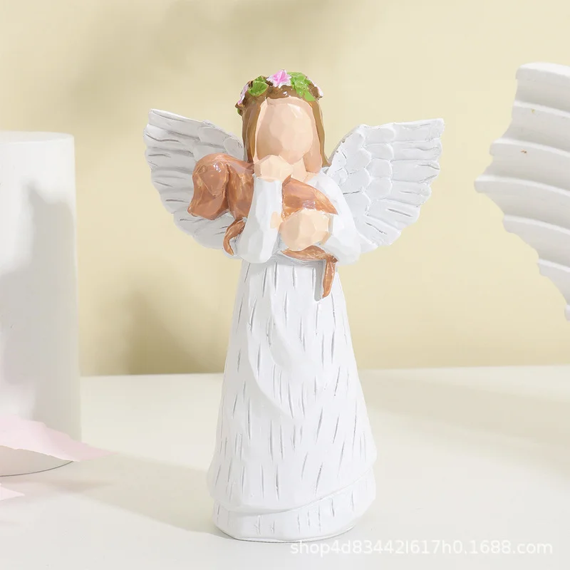 

Creative Hug Dog Angel Figurines Statue Resin Craft Desktop Ornament Office Living Room Home Decor Souvenir Gifts for Men Women