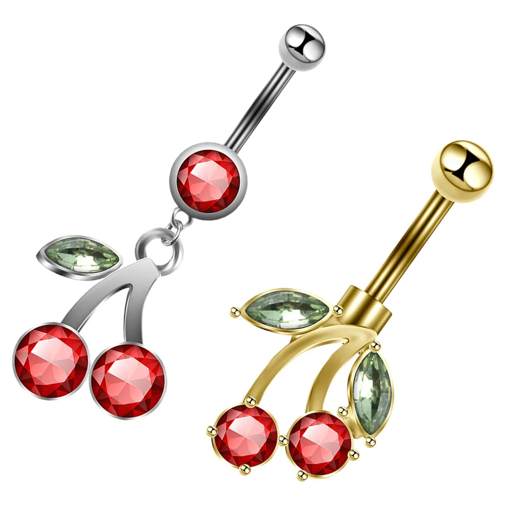 2 Pcs Belly Rings Fruit European and American Jewelry Piercing Pregnancy Button Metal Small
