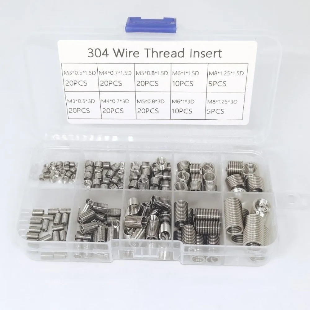 

150pcs 7 Sizes Thread Repairing Tool M3-8 Silver Thread Repair Kits Spark Plug 304 Stainless Steel Wire Insert Screws Daily