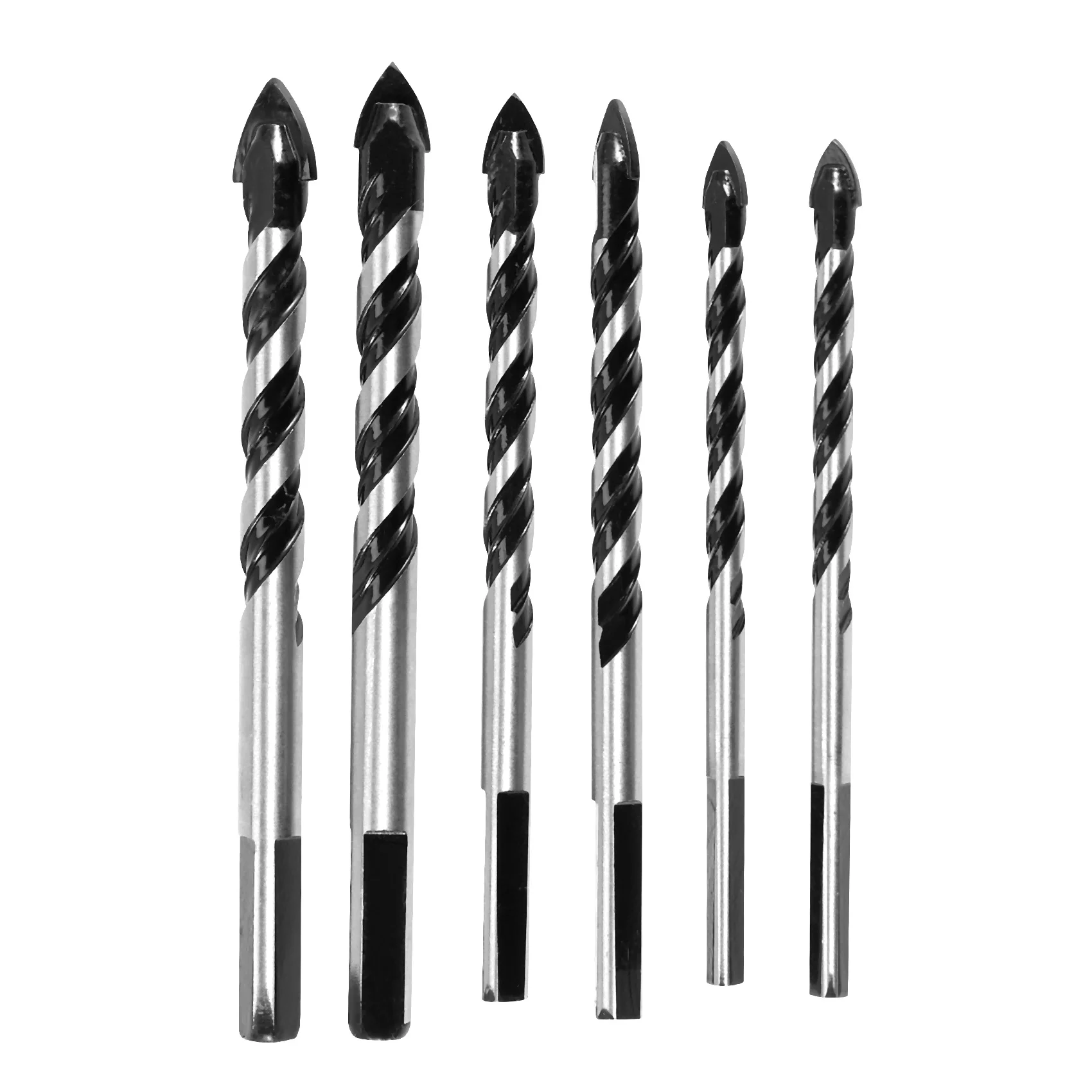 6PCS Ceramic Tile Drill Bits,Masonry Drill Bits Set for Glass, Brick, Concrete, Wood Tungsten Carbide Tip for Wall Mirror and