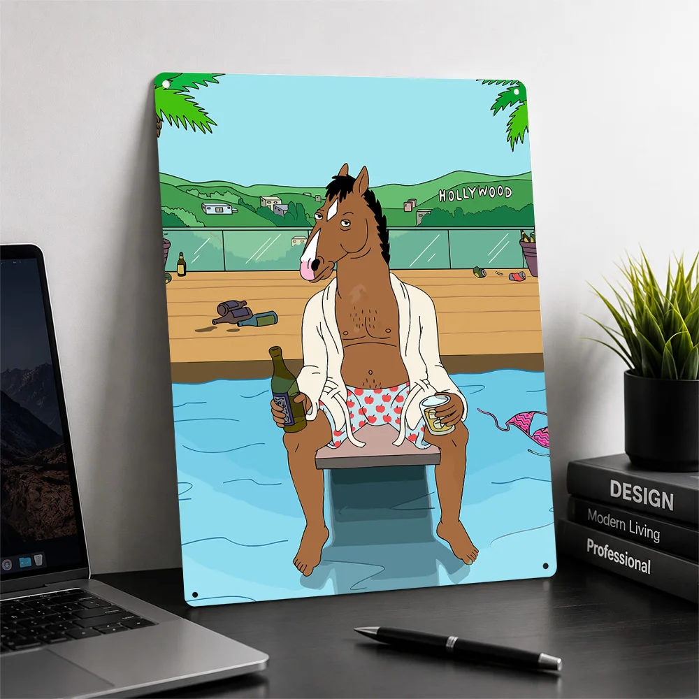 Bojack The Horseman Movie Personalized 3D Textured Metal Poster Wall Art Vintage Tin Signs for Desk Decor Room Home Decoration