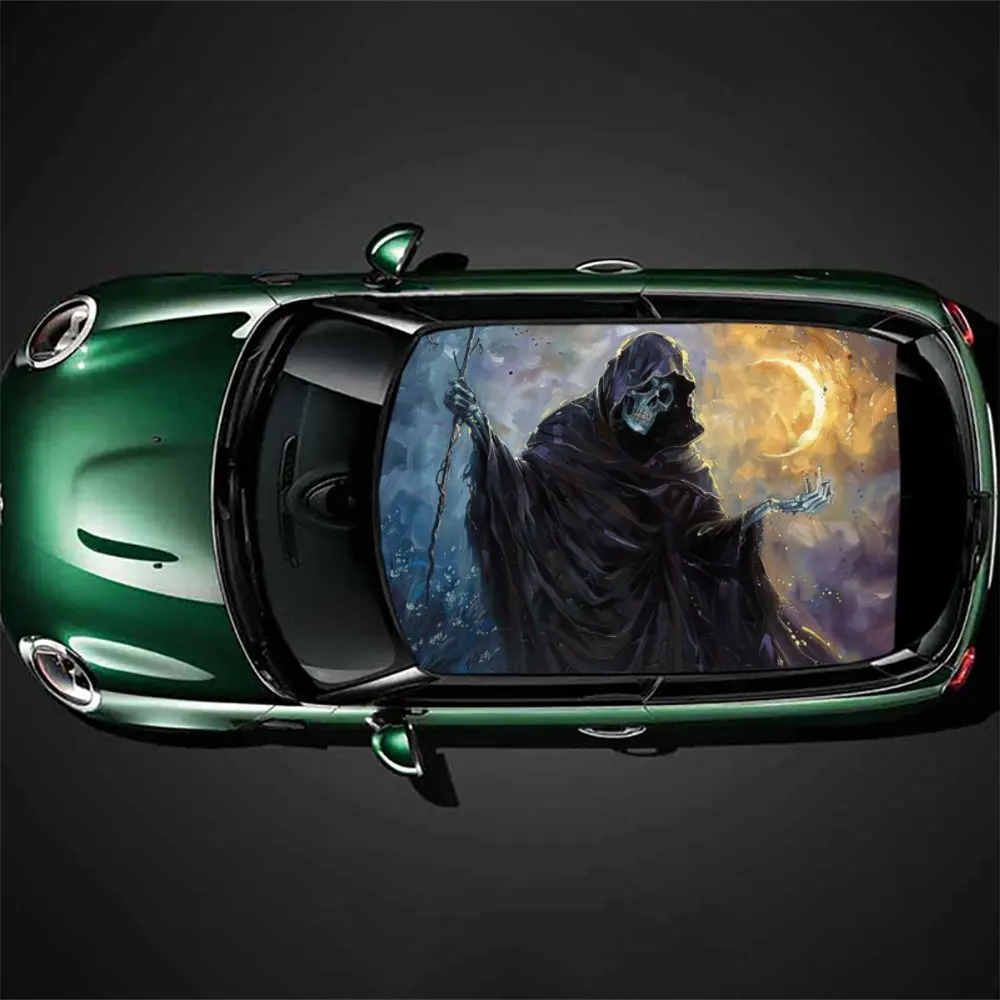 

Grim Reaper Holding Up The Moon наклейка на крышу автомобиля обертка гоночный внедорожник автоаксессуары упаковка ПВХ капот автомобиля графическая наклейка декор