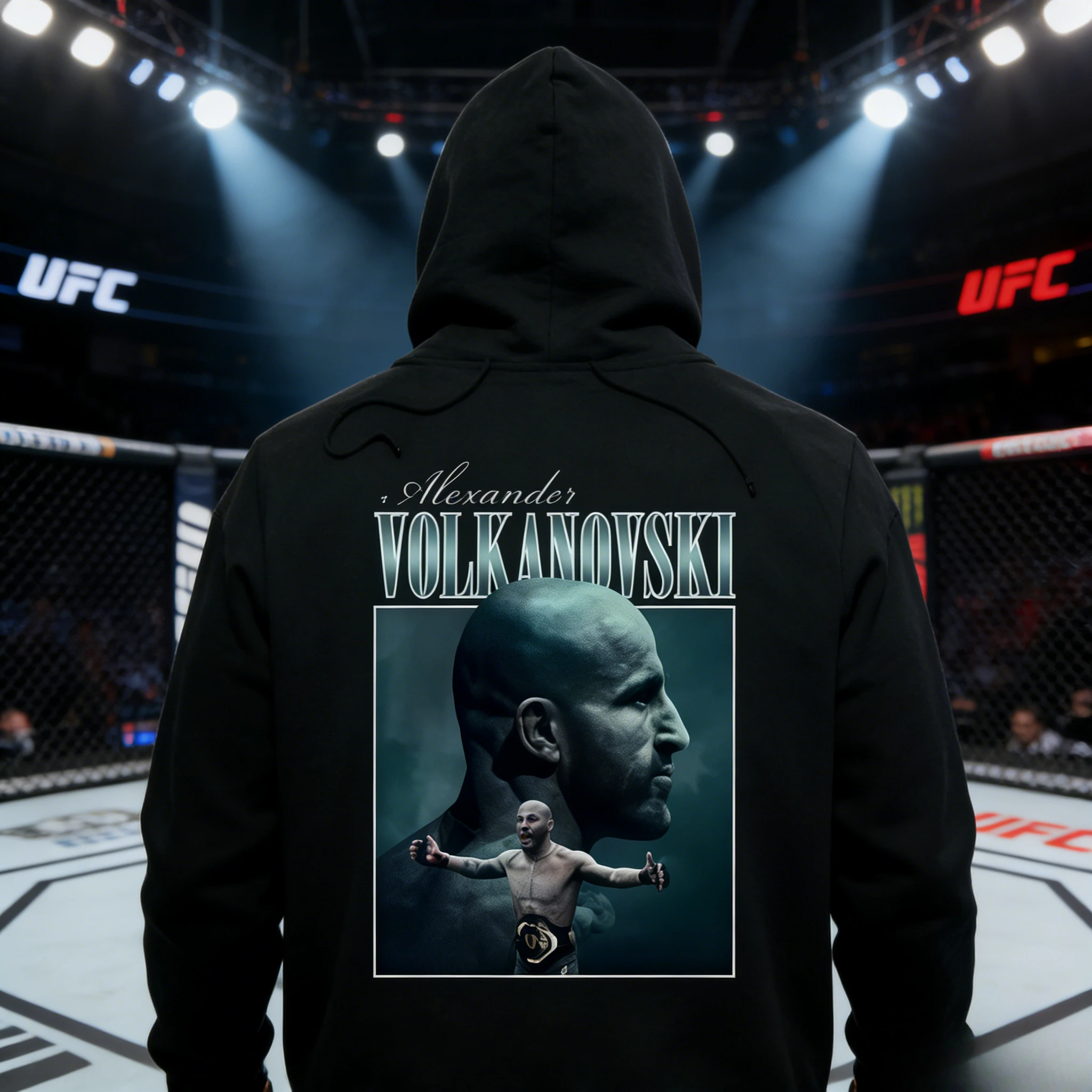 

Футболка с капюшоном UFC Alexander Volkanovski 2026, осенне-зимняя, из чистого хлопка, с принтом, дышащая, повседневная, унисекс