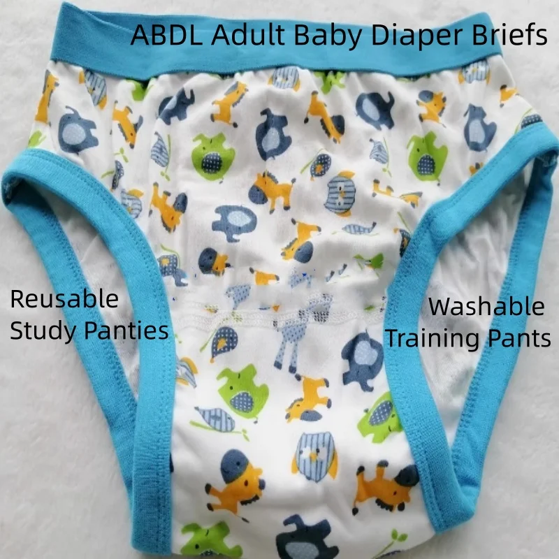 ABDL трусы-подгузники для взрослых и детей с мультяшным узором, хлопковые тренировочные штаны, домашние штаны для пар, моющиеся трусики для вечеринок FKK, подарок BF