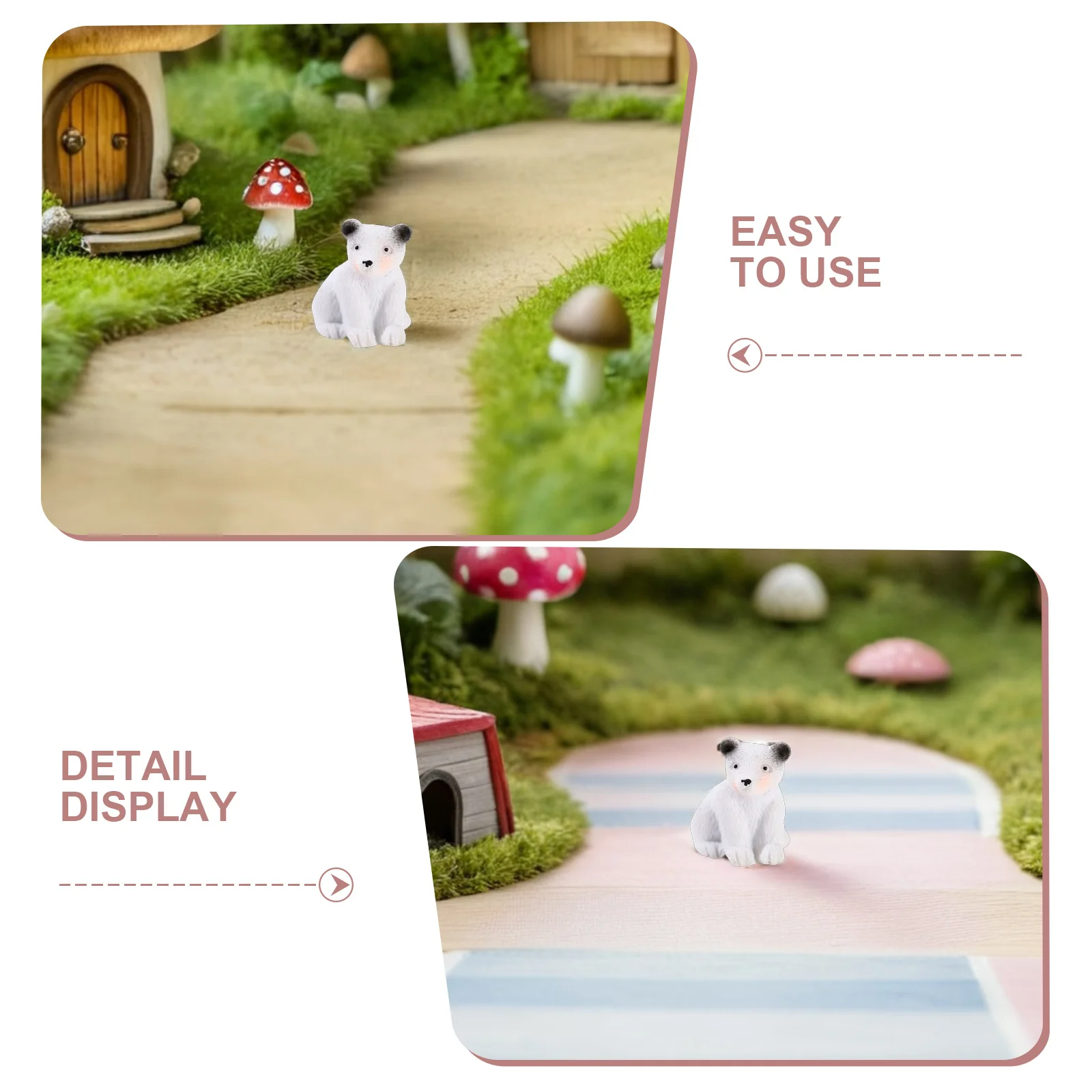 15 шт. мини-украшение из смолы, украшение с белым медведем, милое садовое животное для дома, сада, офиса, декор, белый медведь