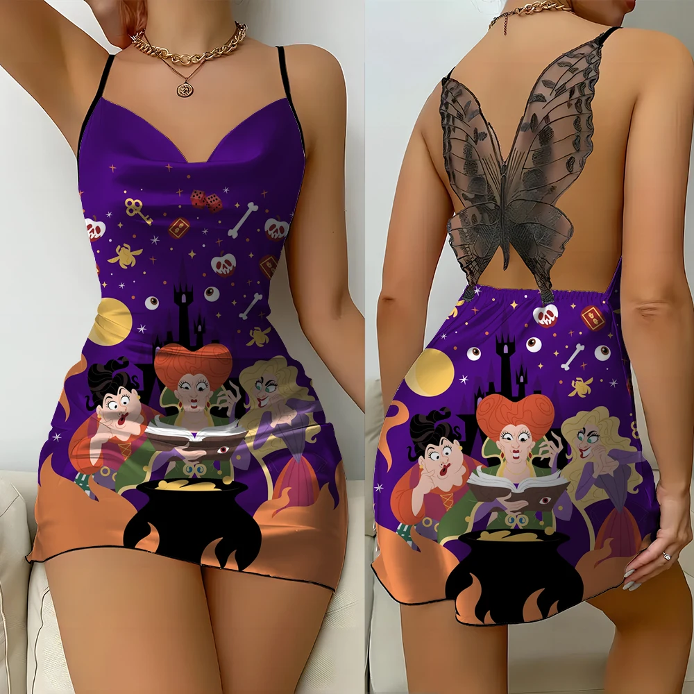 Disney women's butterfly sexy lace backless suspender dress printed sleeping devil ladies fashion funny role-playing costume new