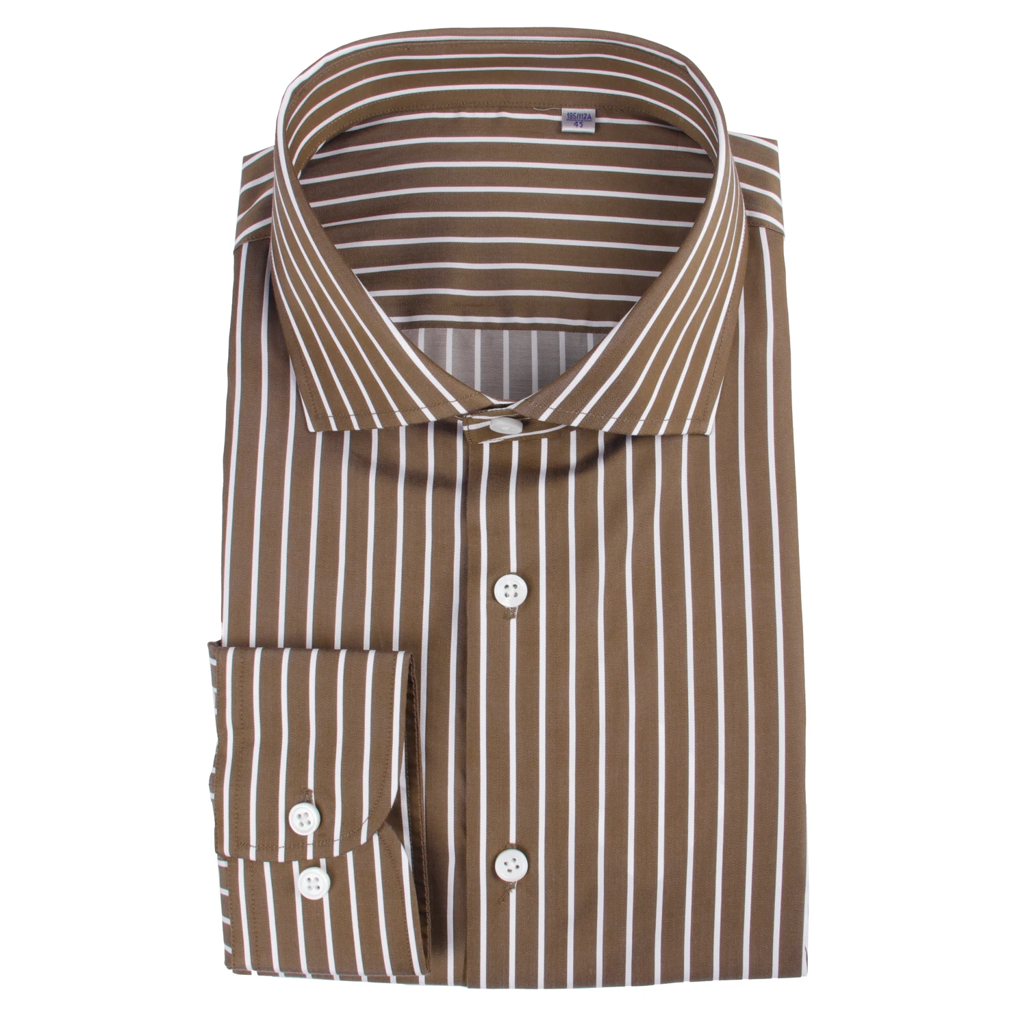 Luxury Man Shirt Dark Brown Chalk Stripe Dress Shirts For Men Shirt Tailor Made Shirts Coffee Striped Cotton Business Shirt