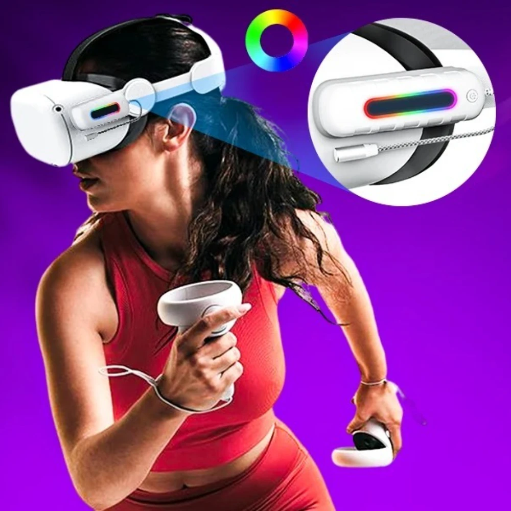 For Meta Quest 2/3/3s Fast Charging Battery Pack 5000mAh 18W Extended Power bank RGB Lights for Oculus Quest 2 VR Accessories view 3