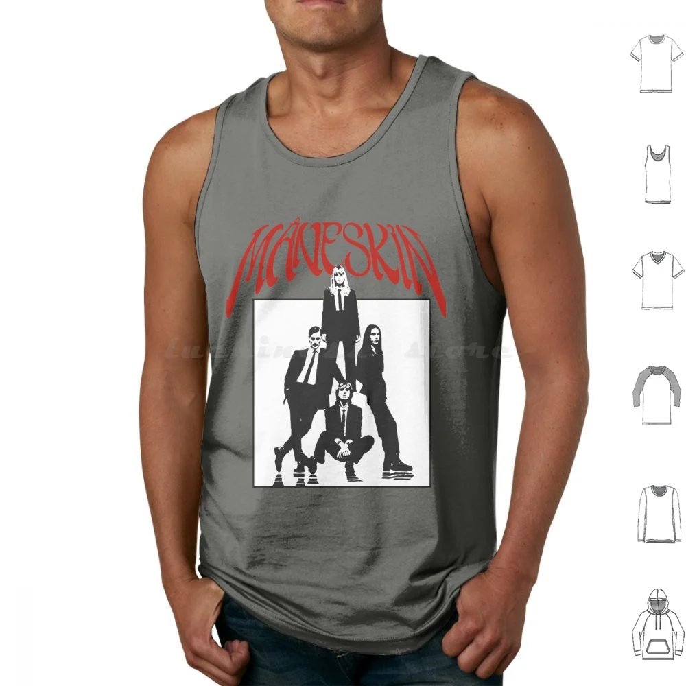 Maneskin Tank Tops Print Cotton Maneskin Band Music Rocknroll Sanremo Seventies Twenties Italy Italian Pop Idea