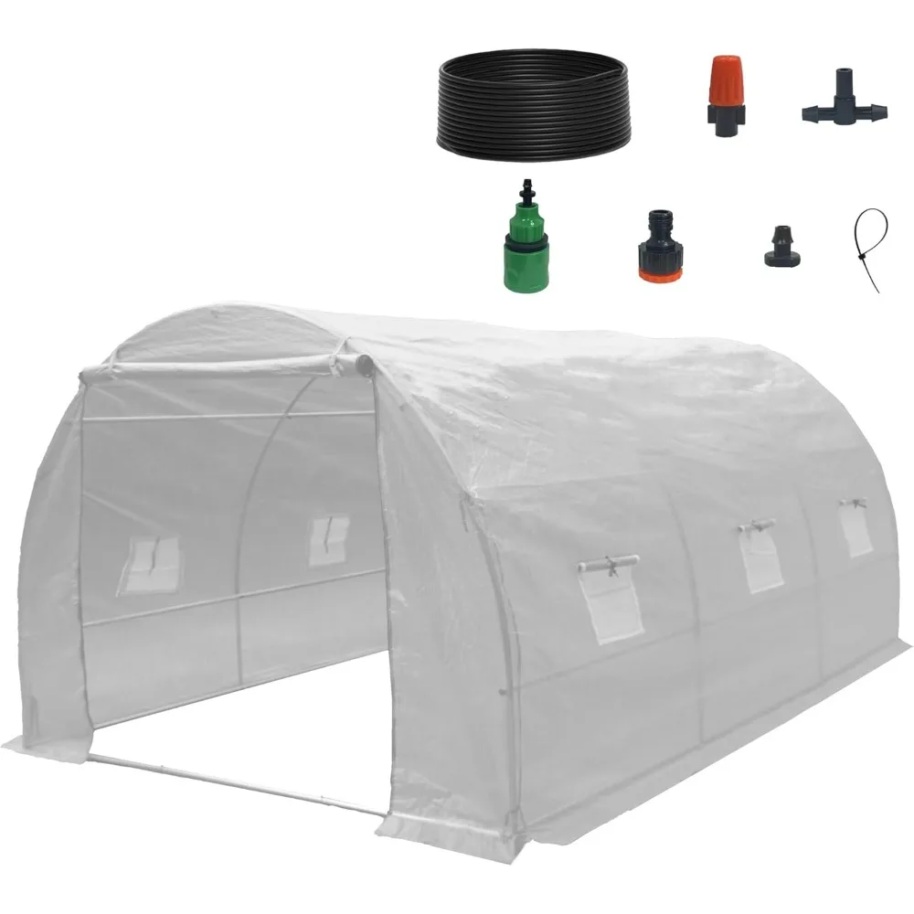 

9.8x6.5x6.5 Ft Walk in Greenhouse, Portable Greenhouse, Greenhouse Tunnel, Heavy-Duty Outdoor Greenhouse with Watering System, R