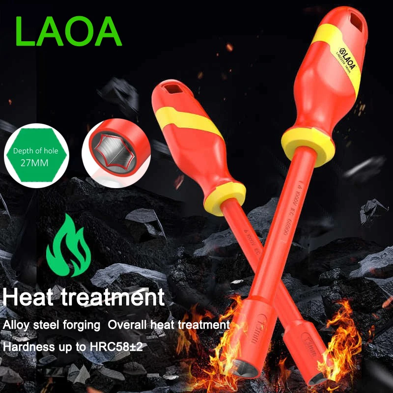 LAOA 1000V 1pc Insulated Socket Screwdriver Multifunctional Hexagonal Socket Wrench Driver Electrician Specific Withstand