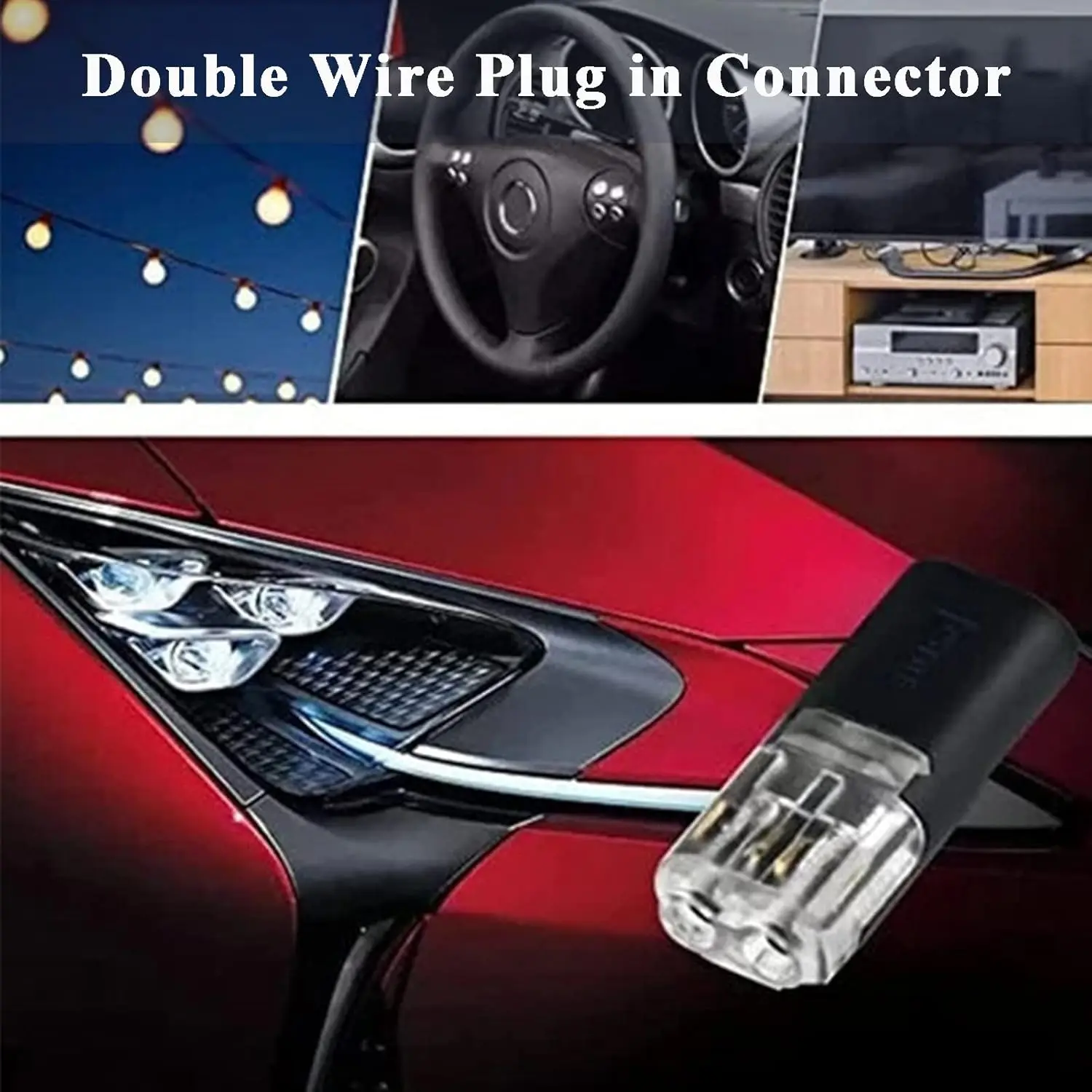 50Pcs Double-Wire Plug-in Connector Led Light Strip Connectors 2 Pin, Led Strip Lights Connectors Low Voltage Wire Connector