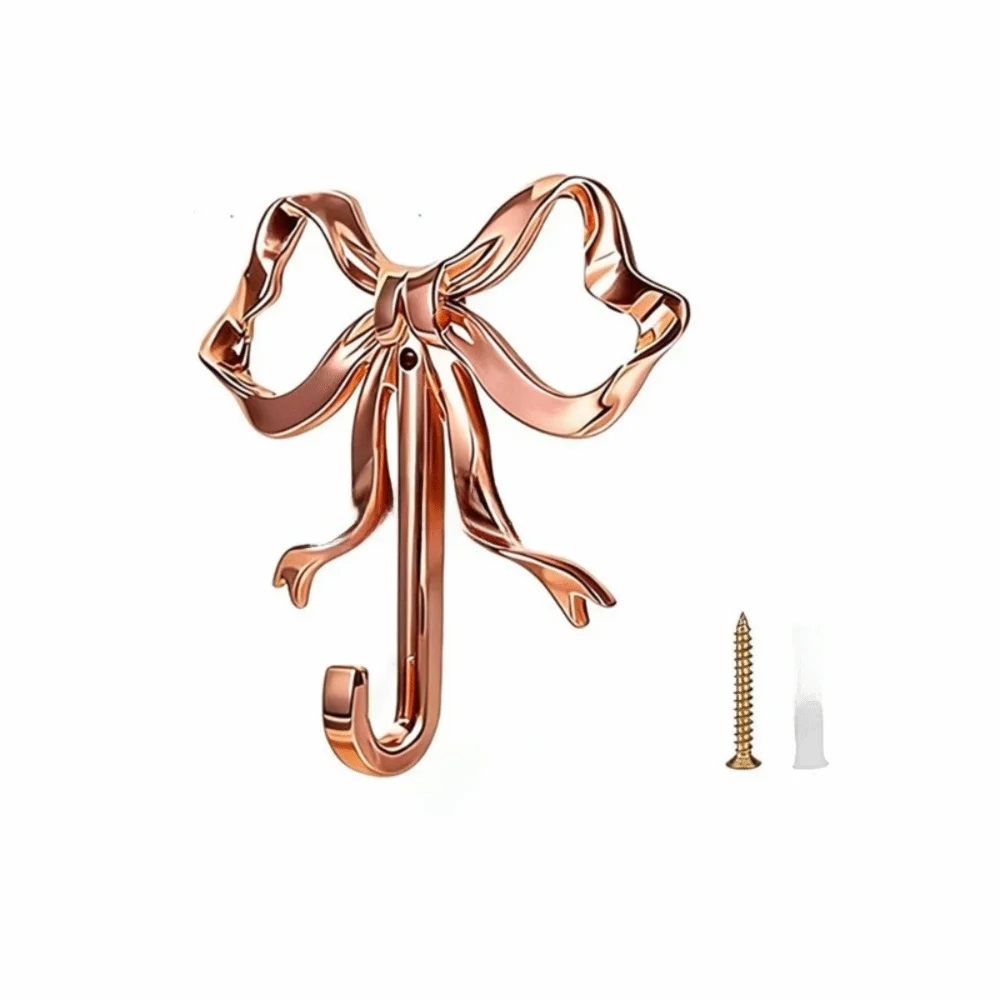 

Vintage Nordic Style Bow Knot Wall Hook Alloy Single Hook Gold Bow Hook Functional Heavy Duty Wall Mounted Hook Bathroom