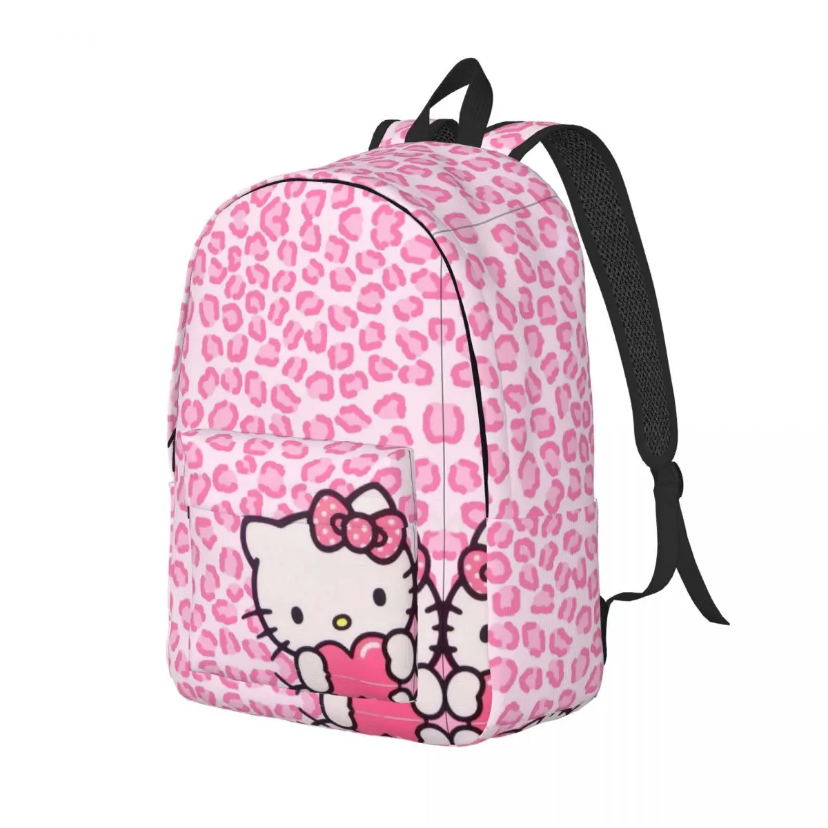 Hello Kitty Cartoon Cute Backpack for Men Women Teenage High School Work Daypack Leopard Laptop Computer Canvas Bags Sports