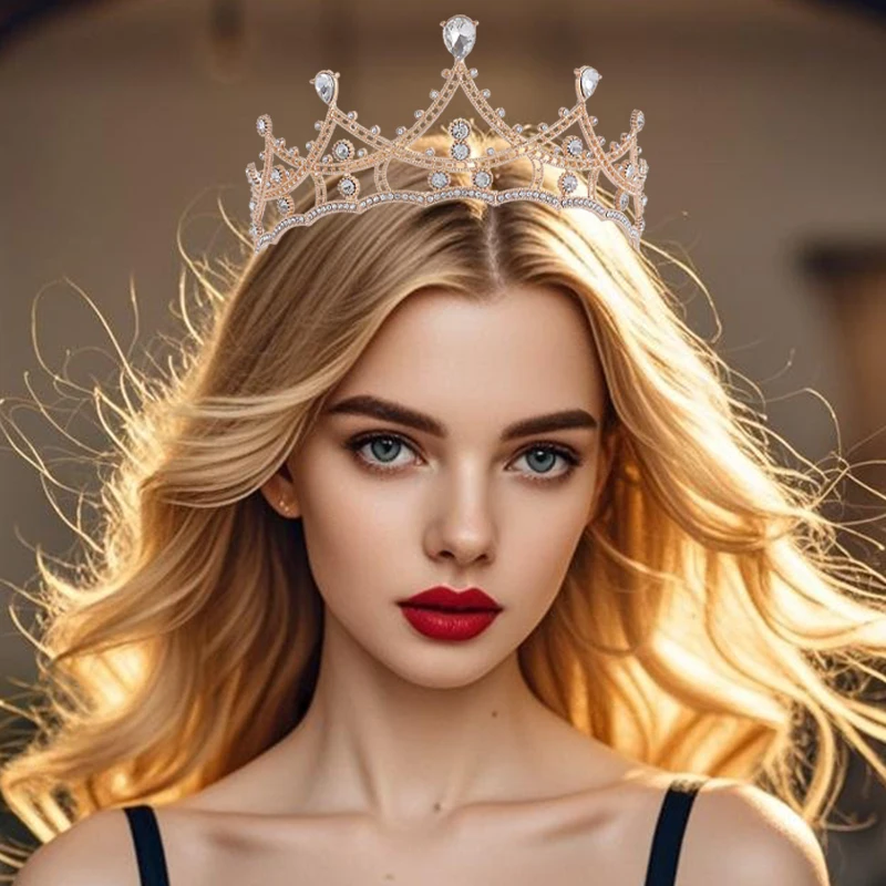 1 قطعة أنيقة فاخرة الفتيات كريستال تاج الزفاف موضة جديدة العروس الملكة رباطات الشعر مجوهرات اكسسوارات حفلة عيد ميلاد #2