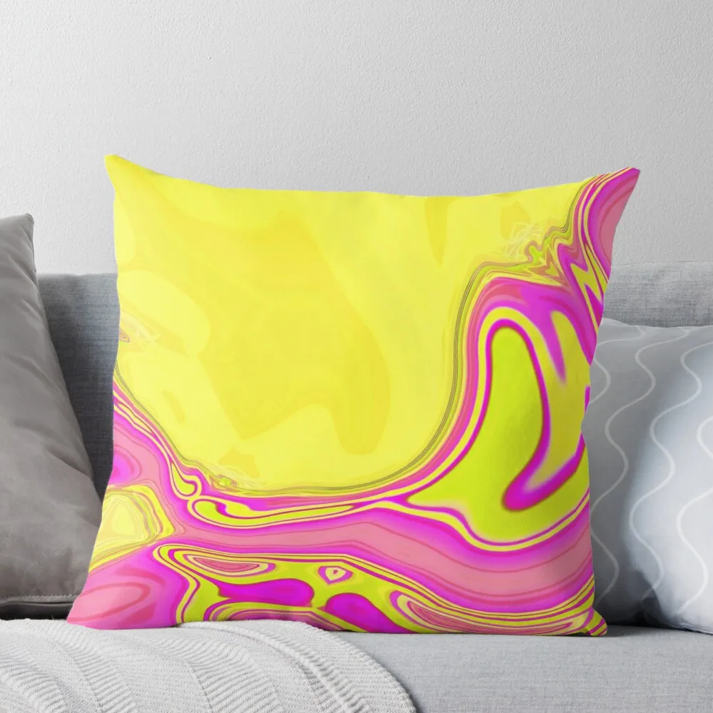 

1980s preppy hot pink yellow swirls mid century modern Throw Pillow pillow cover luxury Cushions Cover Luxury Sofa Cushions