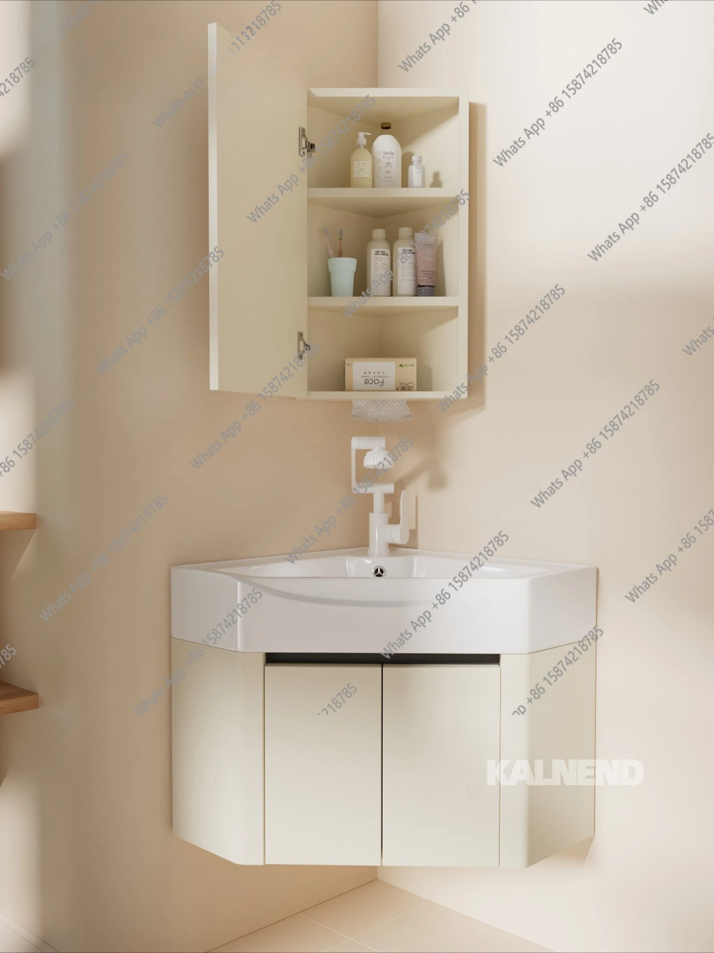 

Wall-mounted triangular bathroom cabinet combination ceramic washbasin modern simple washbasin small apartment washbasin