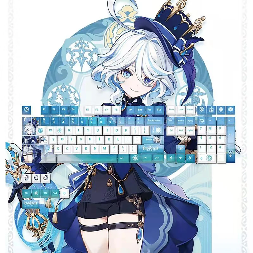 

Genshin Impact Keycaps 118 Keys Furina Raiden Shogun Keyboard Keycap Anime PBT Cosplay Keycaps For Cherry MX Switch DIY Keyboard